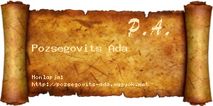 Pozsegovits Ada névjegykártya